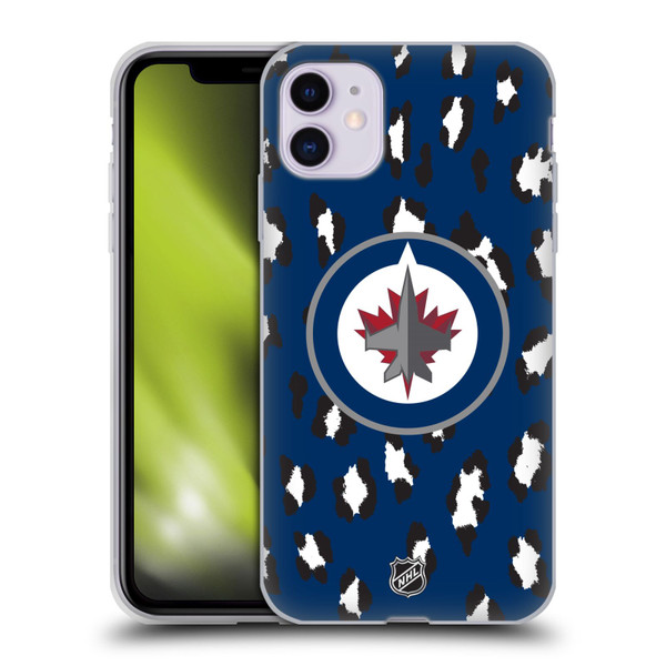 NHL Winnipeg Jets Leopard Pattern Soft Gel Case for Apple iPhone 11