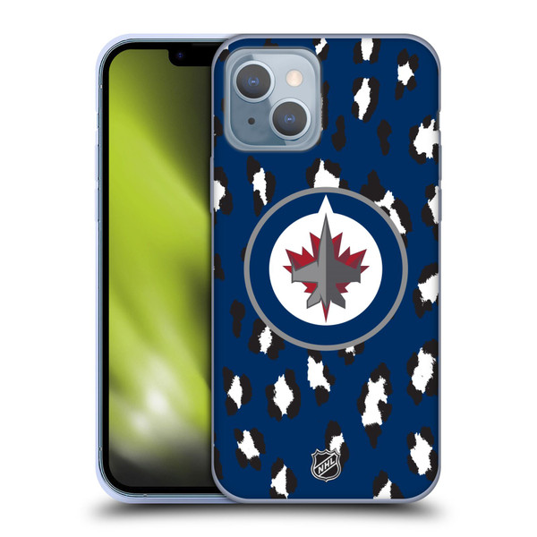 NHL Winnipeg Jets Leopard Pattern Soft Gel Case for Apple iPhone 14