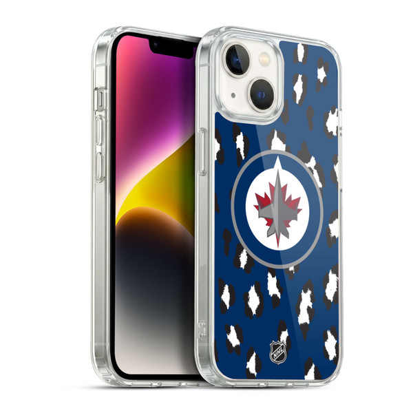 NHL Winnipeg Jets Leopard Pattern Soft Gel Case for Apple iPhone 14