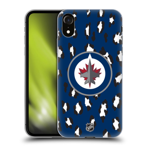 NHL Winnipeg Jets Leopard Pattern Soft Gel Case for Apple iPhone XR