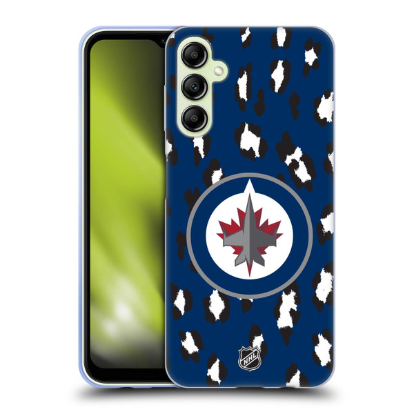 NHL Winnipeg Jets Leopard Pattern Soft Gel Case for Samsung Galaxy A14 5G