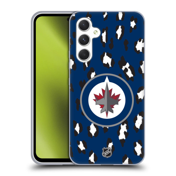 NHL Winnipeg Jets Leopard Pattern Soft Gel Case for Samsung Galaxy A54 5G