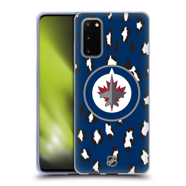 NHL Winnipeg Jets Leopard Pattern Soft Gel Case for Samsung Galaxy S20 / S20 5G