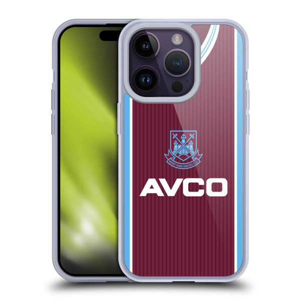 West Ham United FC Retro Kits 1987 Home Soft Gel Case for Apple iPhone 14 Pro