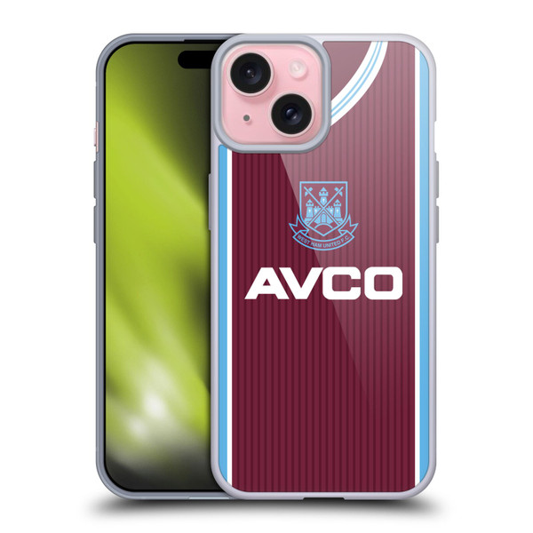 West Ham United FC Retro Kits 1987 Home Soft Gel Case for Apple iPhone 15