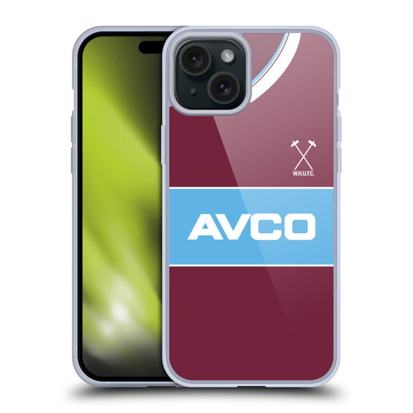 West Ham United FC Retro Kits 1983 Home Soft Gel Case for Apple iPhone 15 Plus