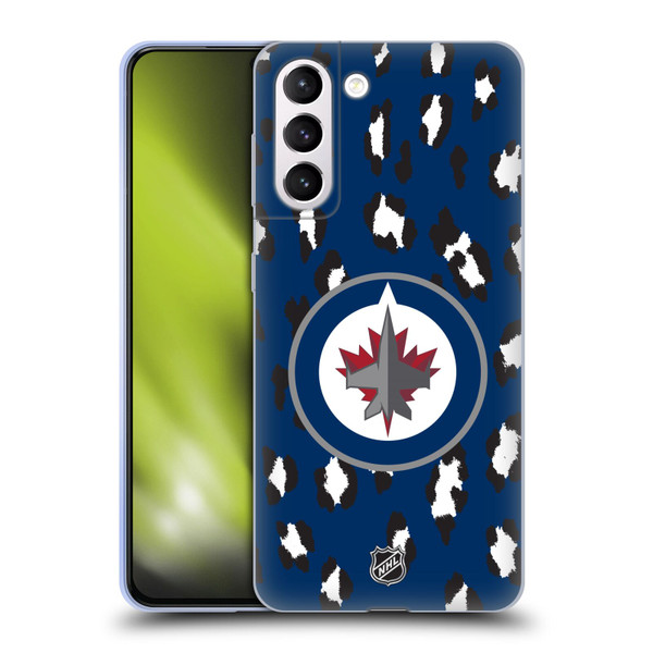 NHL Winnipeg Jets Leopard Pattern Soft Gel Case for Samsung Galaxy S21+ 5G