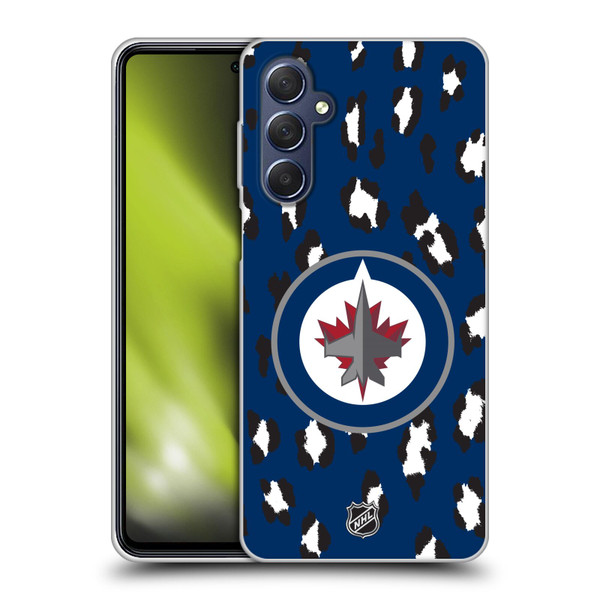 NHL Winnipeg Jets Leopard Pattern Soft Gel Case for Samsung Galaxy M54 5G