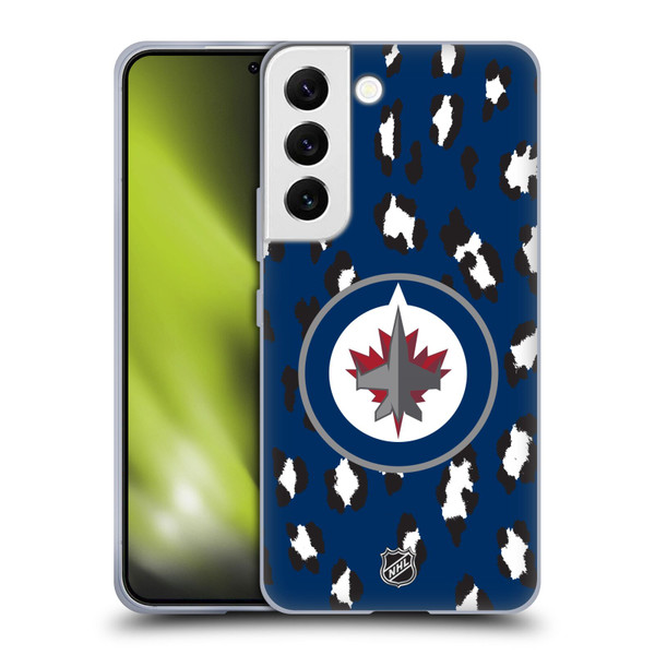 NHL Winnipeg Jets Leopard Pattern Soft Gel Case for Samsung Galaxy S22 5G