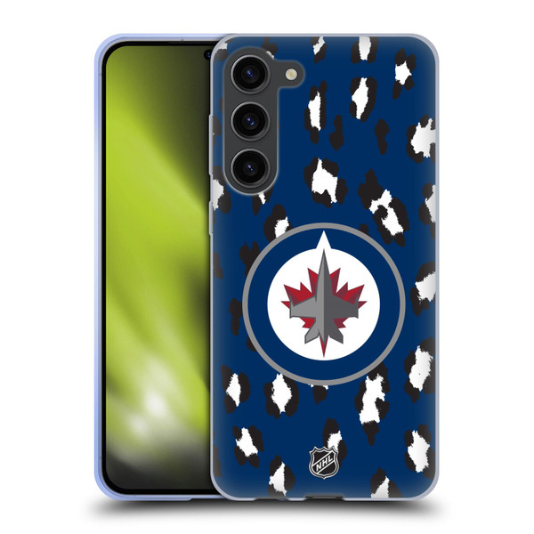 NHL Winnipeg Jets Leopard Pattern Soft Gel Case for Samsung Galaxy S23+ 5G