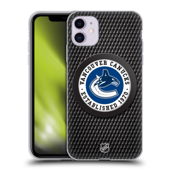 NHL Vancouver Canucks Puck Texture Soft Gel Case for Apple iPhone 11