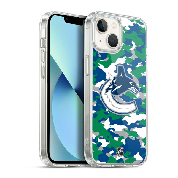 NHL Vancouver Canucks Camouflage Soft Gel Case for Apple iPhone 13