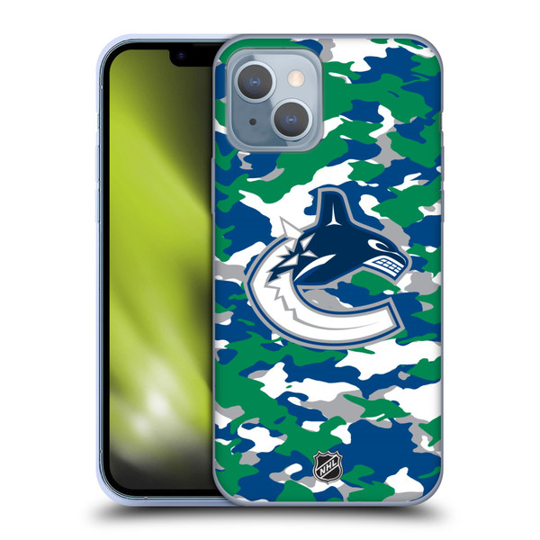 NHL Vancouver Canucks Camouflage Soft Gel Case for Apple iPhone 14