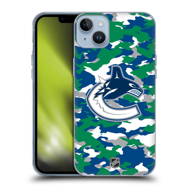 NHL Vancouver Canucks Camouflage Soft Gel Case for Apple iPhone 14 Plus