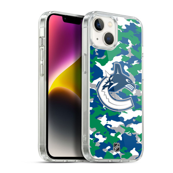 NHL Vancouver Canucks Camouflage Soft Gel Case for Apple iPhone 14 Plus & MagSafe