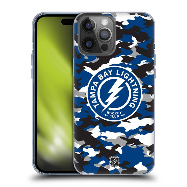 NHL Tampa Bay Lightning Camouflage Soft Gel Case for Apple iPhone 14 Pro Max