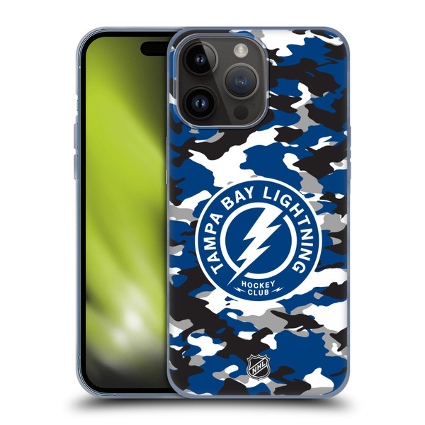 NHL Tampa Bay Lightning Camouflage Soft Gel Case for Apple iPhone 15 Pro Max