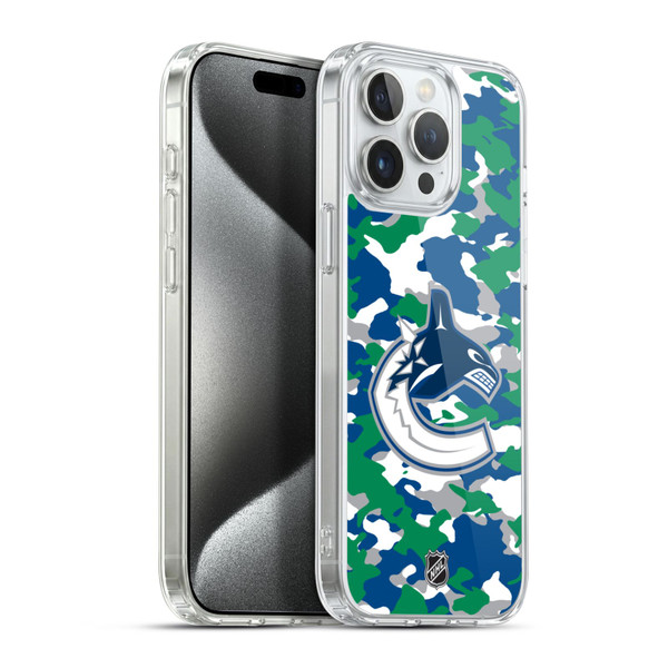 NHL Vancouver Canucks Camouflage Soft Gel Case for Apple iPhone 15 Pro Max & MagSafe
