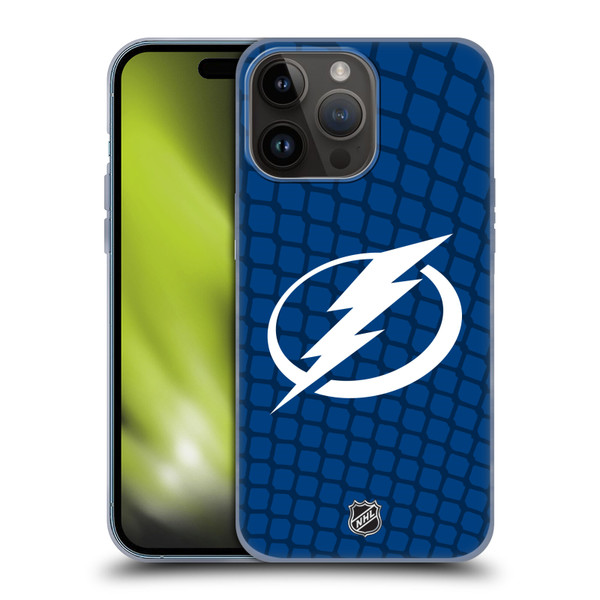NHL Tampa Bay Lightning Net Pattern Soft Gel Case for Apple iPhone 15 Pro Max