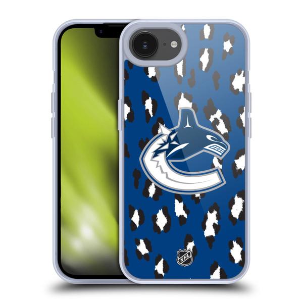NHL Vancouver Canucks Leopard Pattern Soft Gel Case for Apple iPhone 16e