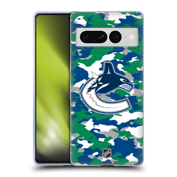 NHL Vancouver Canucks Camouflage Soft Gel Case for Google Pixel 7 Pro