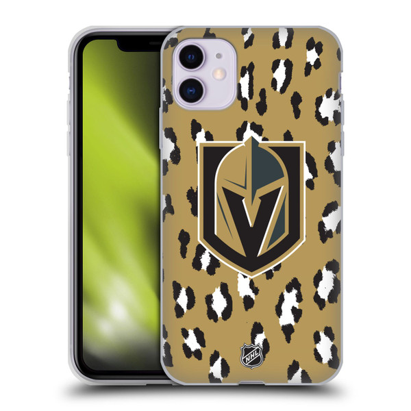 NHL Vegas Golden Knights Leopard Pattern Soft Gel Case for Apple iPhone 11