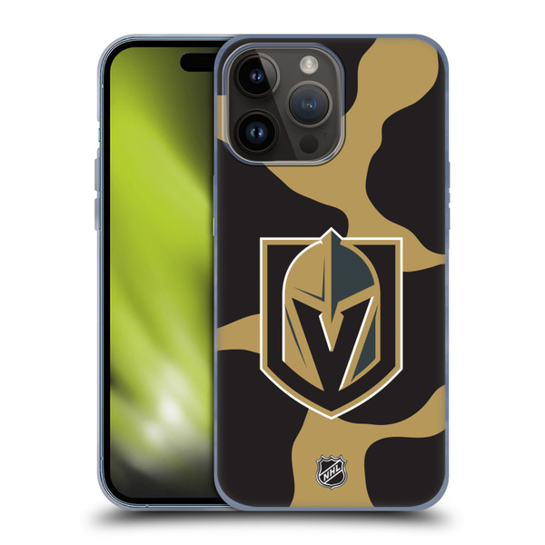 NHL Vegas Golden Knights Cow Pattern Soft Gel Case for Apple iPhone 15 Pro Max