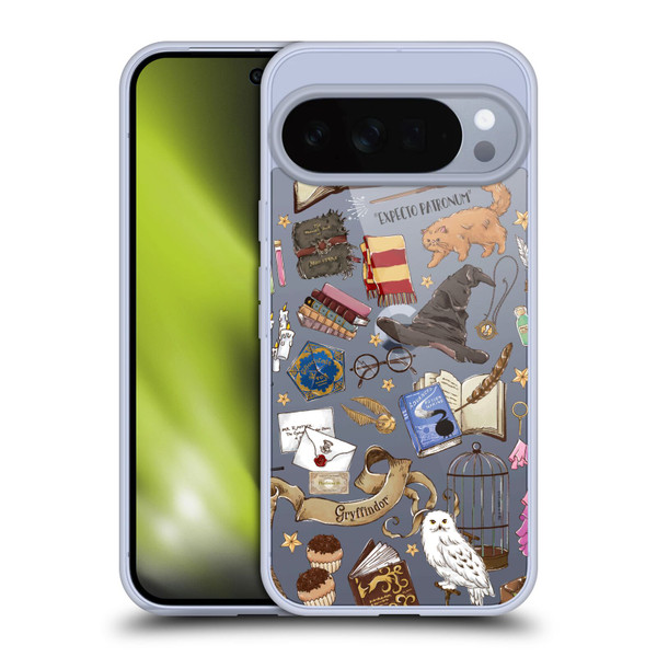 Harry Potter Deathly Hallows XXXVII Hogwarts Pattern 2 Soft Gel Case for Google Pixel 10 Pro XL