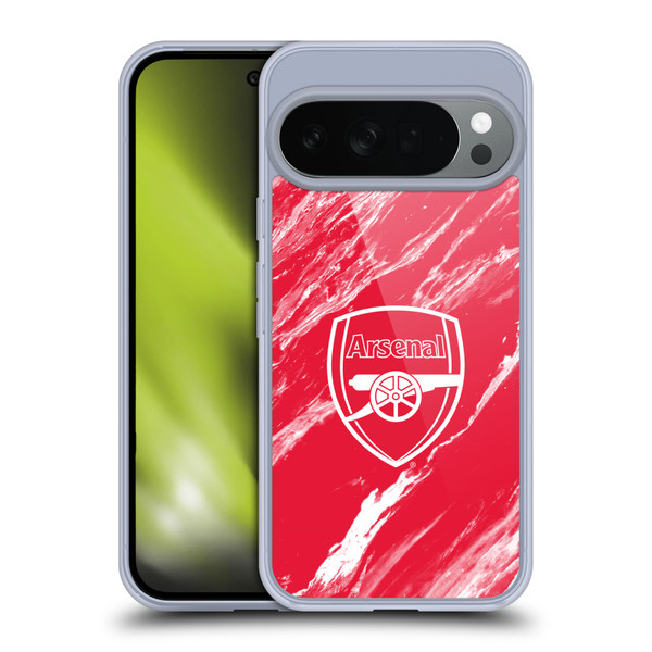 Arsenal FC Crest Patterns Red Marble Soft Gel Case for Google Pixel 10