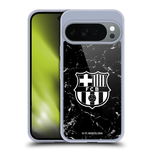 FC Barcelona Crest Patterns Black Marble Soft Gel Case for Google Pixel 10