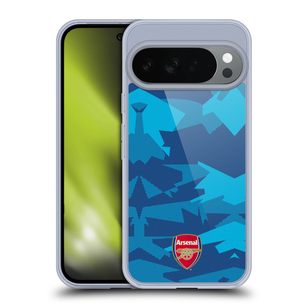 Arsenal FC Crest and Gunners Logo Geometric Blue Soft Gel Case for Google Pixel 10