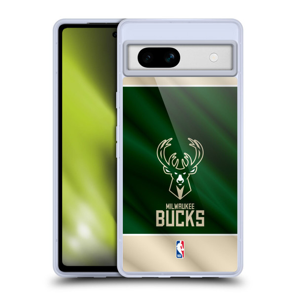 NBA Milwaukee Bucks Horizontal Banner Soft Gel Case for Google Pixel 7a