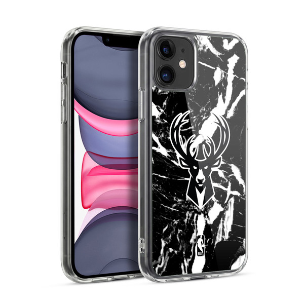 NBA Milwaukee Bucks Black Marble Soft Gel Case for Apple iPhone 11