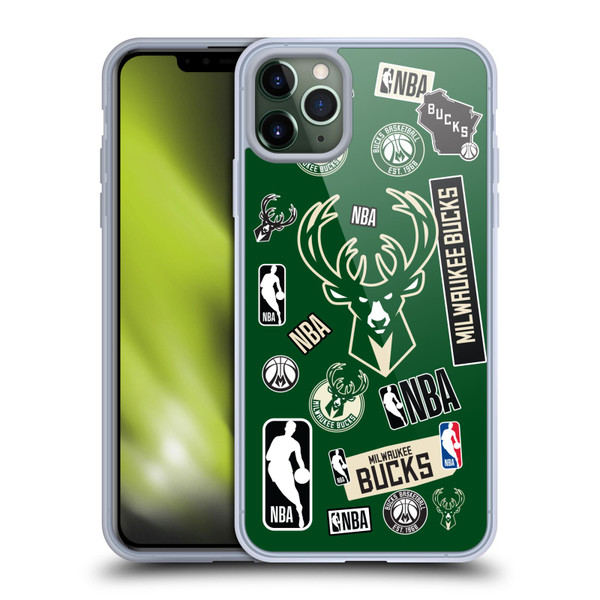 NBA Milwaukee Bucks Sticker Collage Soft Gel Case for Apple iPhone 11 Pro Max & MagSafe