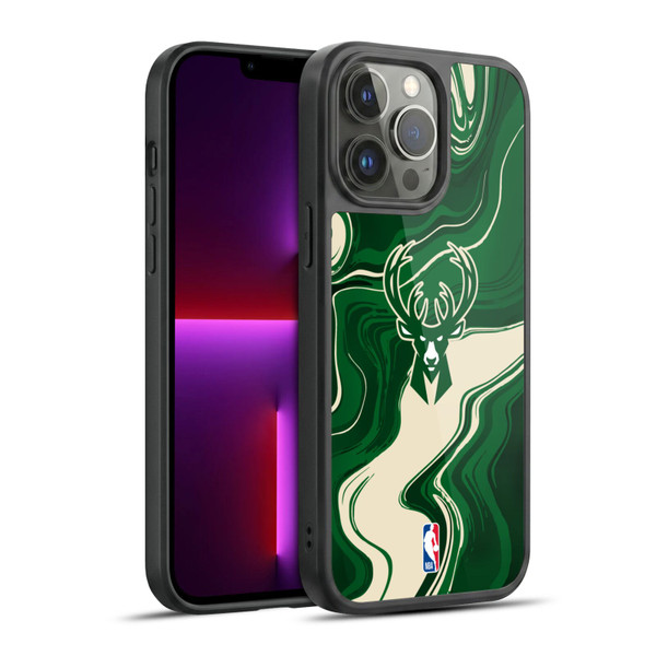 NBA Milwaukee Bucks Marble Agates Gel Armour Case For Apple iPhone 13 Pro Max