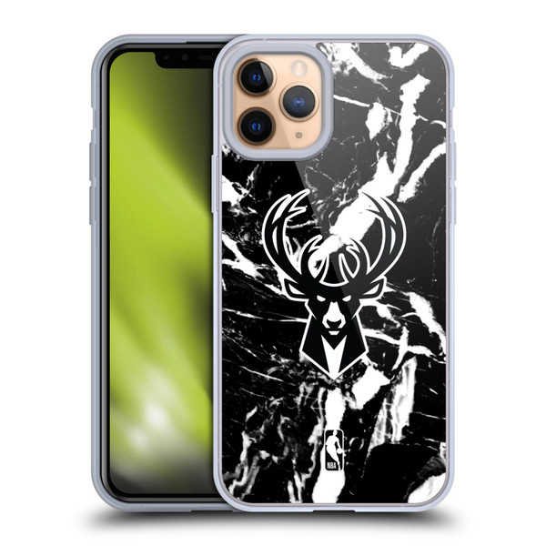 NBA Milwaukee Bucks Black Marble Soft Gel Case for Apple iPhone 11 Pro & MagSafe