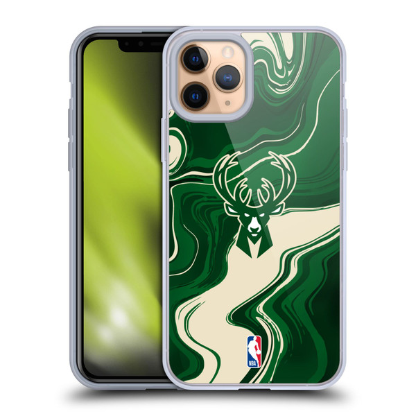 NBA Milwaukee Bucks Marble Agates Soft Gel Case for Apple iPhone 11 Pro & MagSafe