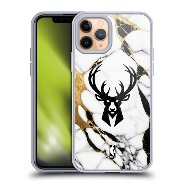 NBA Milwaukee Bucks White Marble Soft Gel Case for Apple iPhone 11 Pro & MagSafe