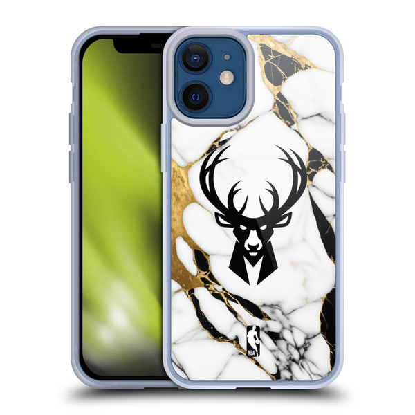 NBA Milwaukee Bucks White Marble Soft Gel Case for Apple iPhone 12 Mini & MagSafe