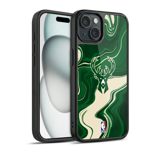 NBA Milwaukee Bucks Marble Agates Gel Armour Case For Apple iPhone 15