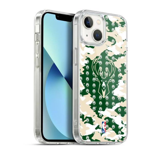 NBA Milwaukee Bucks Camouflage Soft Gel Case for Apple iPhone 13