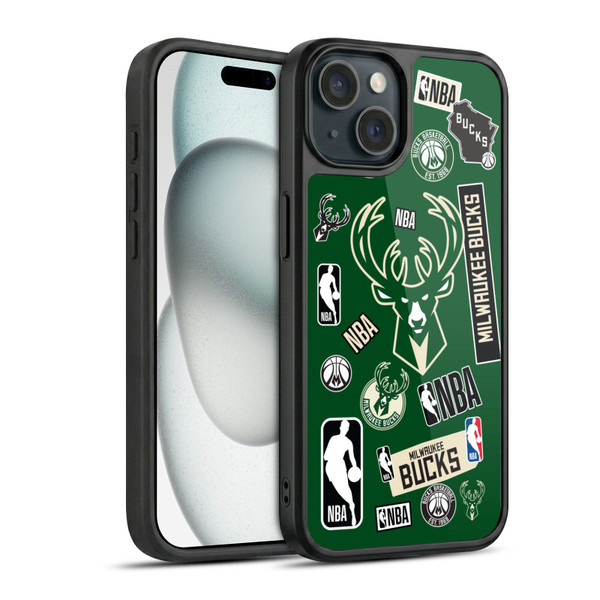 NBA Milwaukee Bucks Sticker Collage Gel Armour Case For Apple iPhone 15