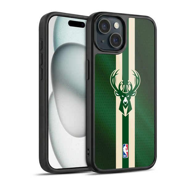 NBA Milwaukee Bucks Stripes Gel Armour Case For Apple iPhone 15