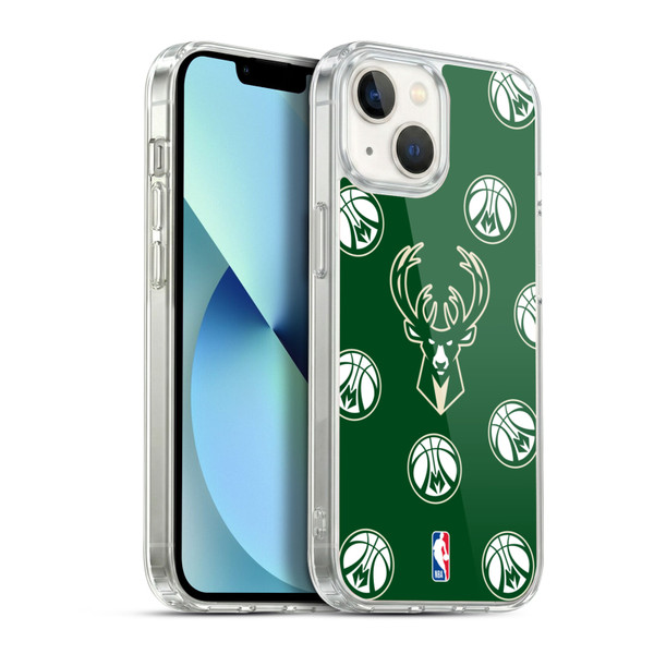 NBA Milwaukee Bucks Patterns Soft Gel Case for Apple iPhone 13