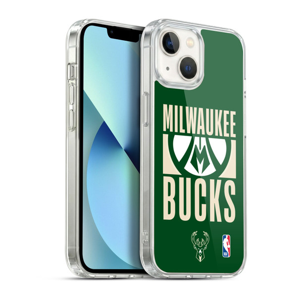 NBA Milwaukee Bucks Typography Soft Gel Case for Apple iPhone 13