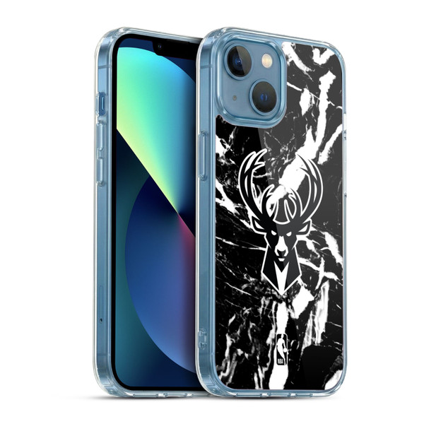 NBA Milwaukee Bucks Black Marble Soft Gel Case for Apple iPhone 13 Mini & MagSafe