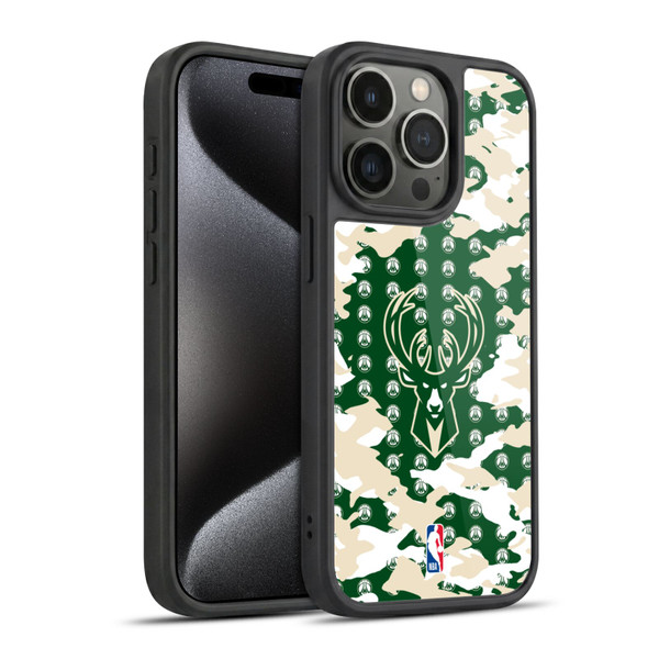 NBA Milwaukee Bucks Camouflage Gel Armour Case For Apple iPhone 15 Pro