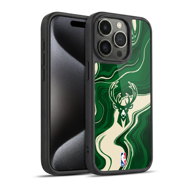 NBA Milwaukee Bucks Marble Agates Gel Armour Case For Apple iPhone 15 Pro