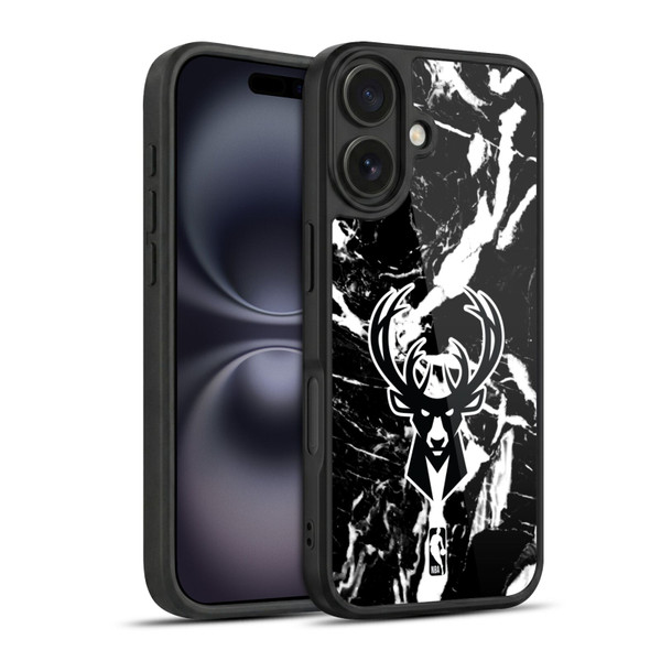 NBA Milwaukee Bucks Black Marble Gel Armour Case For Apple iPhone 16