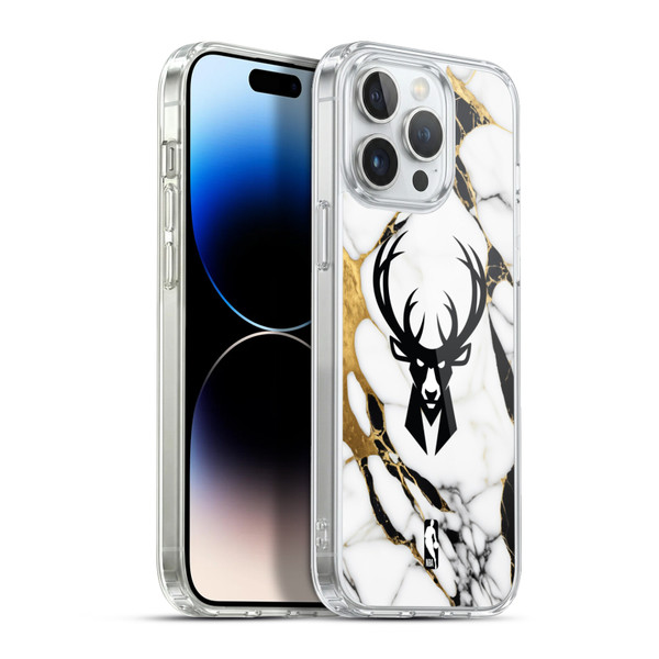 NBA Milwaukee Bucks White Marble Soft Gel Case for Apple iPhone 13 Pro Max & MagSafe